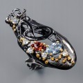 Artistic ring blue topaz garnet size 13 925