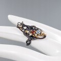 Artistic ring blue topaz garnet size 13 925
