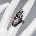 Artistic ring blue topaz garnet size 13 925