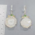 Artistic earrings druzy quartz peridot diopside 4