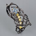Artistic ring natural peridot topaz size 13