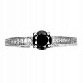 Black diamond ring, 0.57ct, silver size 16.5