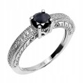 Black diamond ring, 0.57ct, silver size 16.5