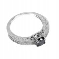 Black diamond ring, 0.57ct, silver size 16.5