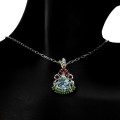 Naszyjnik srebrny sky blue topaz granaty diopsydy