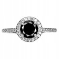 Pierścionek czarny diament 0.79ct srebrny r 11.5