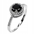 Pierścionek czarny diament 0.79ct srebrny r 11.5