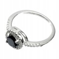 Pierścionek czarny diament 0.79ct srebrny r 11.5