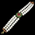 Bracelet natural emeralds pearl rubies 925