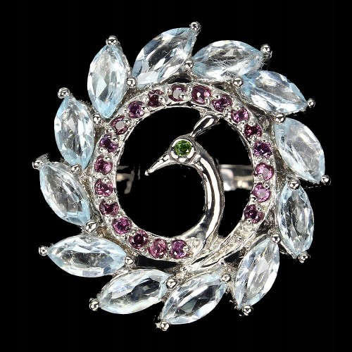 Srebrny pierścionek topazy granaty r 16.5 paw 925