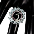 Srebrny pierścionek topazy granaty r 16.5 paw 925