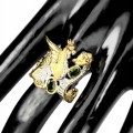 Natural silver diopside dragon ring, size 16