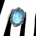 Swiss Blue Topaz sapphire ring, 23.59 ct, size 19