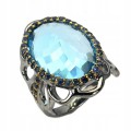 Swiss Blue Topaz sapphire ring, 23.59 ct, size 19