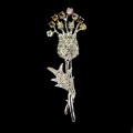 Silver Sapphires Tourmaline Flower Brooch Diopside 3