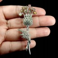 Silver Sapphires Tourmaline Flower Brooch Diopside 3