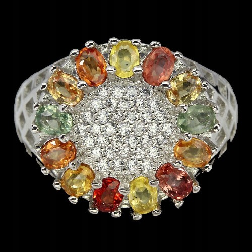Ring Songea sapphires silver 925 natural size 14