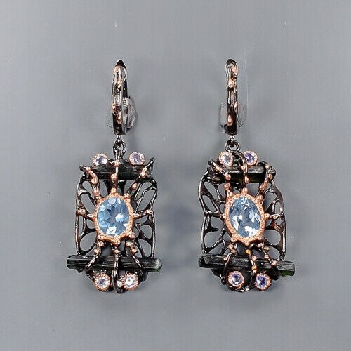 Artistic 4 Tanzanite Topaz Tourmaline Earrings