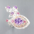 Artistic ring amethyst garnets size 14