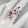 Artistic ring amethyst garnets size 14