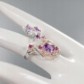 Artistic ring amethyst garnets size 14