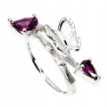 Natural silver ring with garnet butterfly - size 14.5