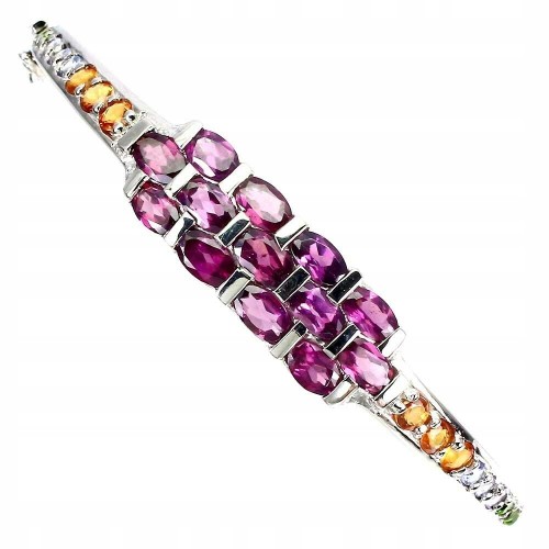 Silver bracelet 925 diopside sapphire garnet