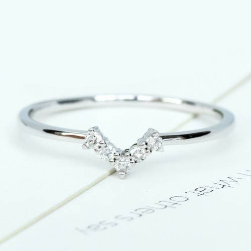 Ring white gold 10K diamonds 0.08ct, size 15