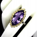 Pierścionek ametyst 14ct szafiry Songea srebro r17