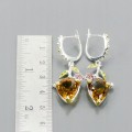 Artystyczne kolczyki cytryn Madeira granat diopsyd 4