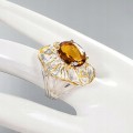 Artystyczny pierścionek kwarc koniakowy r 17 topaz