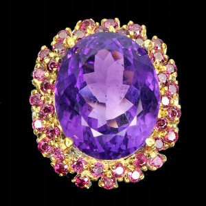 Pierścionek 18ct ametyst turmaliny srebro r 21