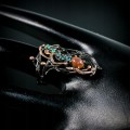 Artystyczny pierścionek cyrkonie czarny opal r 15