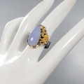 Artystyczny pierścionek chalcedon topazy 925 r17.5
