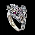 Pierścionek srebro 925 smok markazyty rubiny r 20