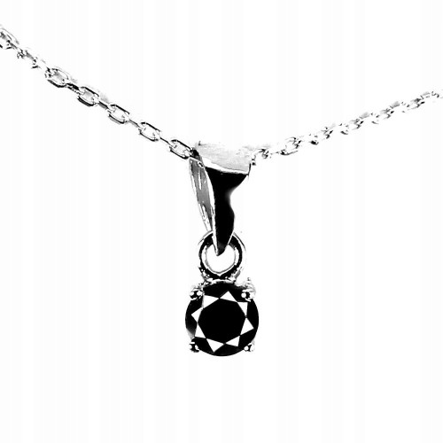 Srebrny naszyjnik naturalny czarny diament 0.30ct