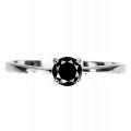 Pierścionek czarny diament 0.33ct srebrny r 11