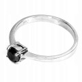 Pierścionek czarny diament 0.33ct srebrny r 11