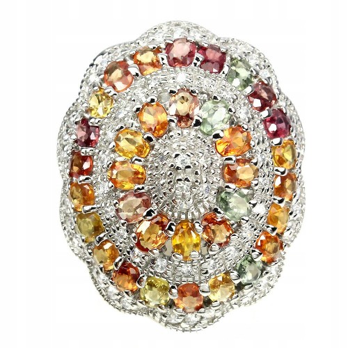 Pierścionek nat. 925 srebrny szafiry Songea 18 6