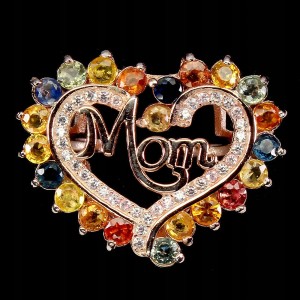 Pierścionek dla mamy mom serce r 10 szafiry Songea