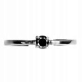 Pierścionek czarny diament 0.14ct srebrny r 16.5