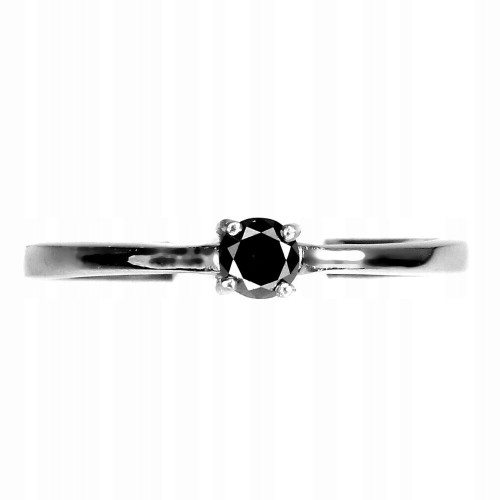 Pierścionek czarny diament 0.14ct srebrny r 16.5