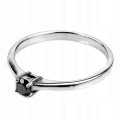 Pierścionek czarny diament 0.14ct srebrny r 16.5