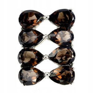 Srebrny pierścionek naturalny kwarc dymny r 14 925