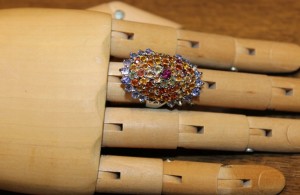 Pierścionek 925 granat szafiry tanzanity r 18