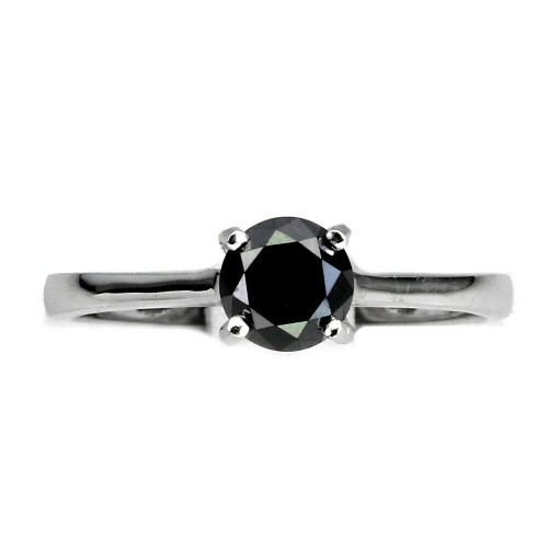 Pierścionek czarny diament 0.825ct srebrny r 16.5