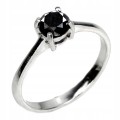Pierścionek czarny diament 0.825ct srebrny r 16.5