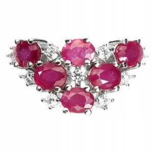 Srebrny pierścionek naturalne rubiny r 14 piękny 6