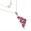 Elegancki srebrny 925 naszyjnik rubiny cyrkonie