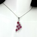 Elegancki srebrny 925 naszyjnik rubiny cyrkonie